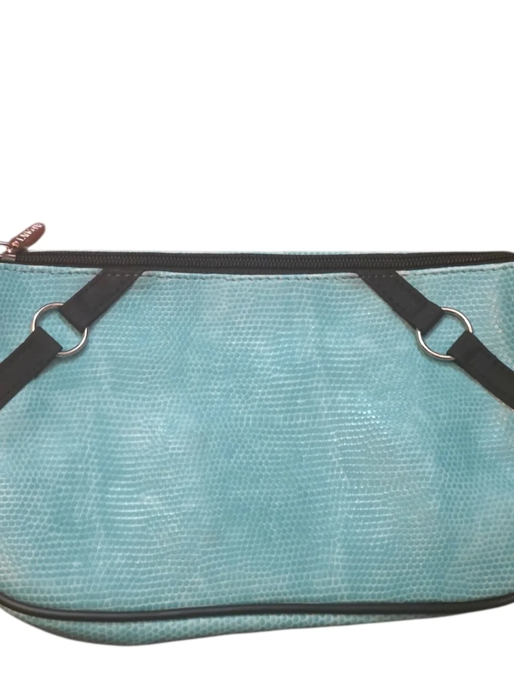Lancome Aqua Textured Wristlet Clutch with Black Trim